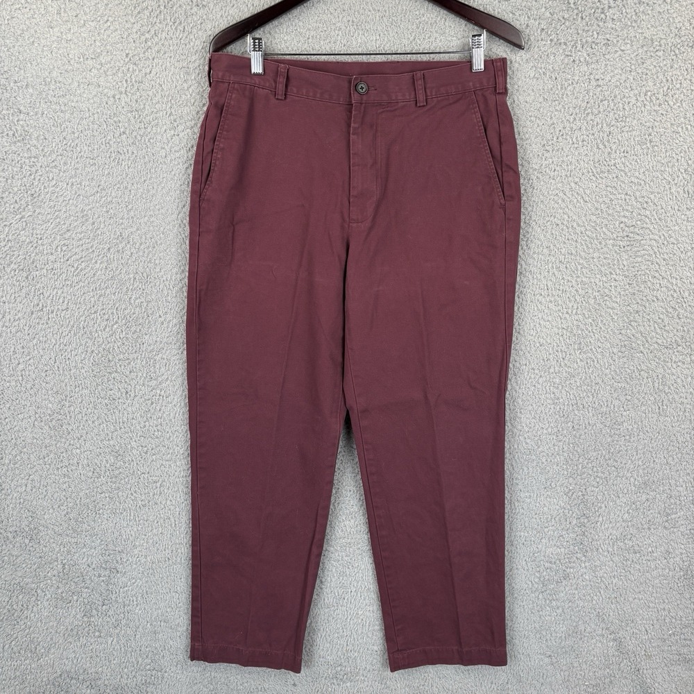 Brooks Brothers Chino Pants Mens 34x30 Maroon Cotton Khaki Straight Leg Casual